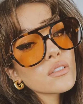 Retro Oversized Yellow Tint Sunglasses – Vintage Bold Style for Women