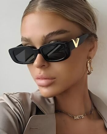 Black Luxe V-Frame Sunglasses – Bold & Elegant Street Style