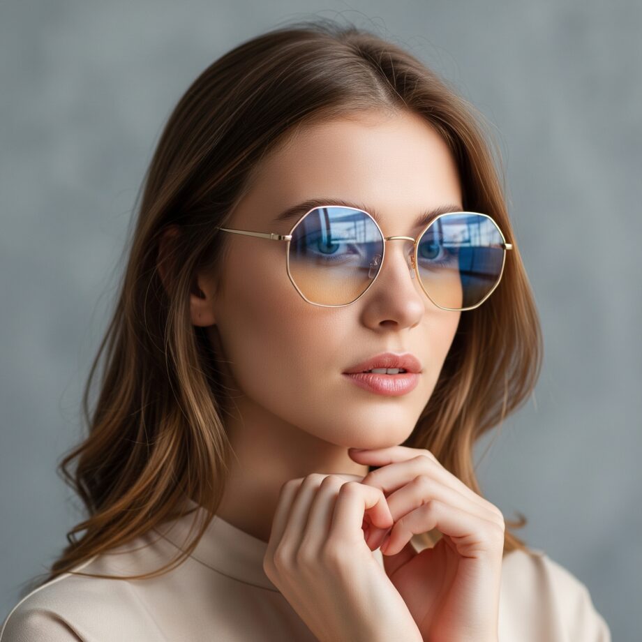 Gradient Sunglasses – Gold Frame UV400 Shades for Women