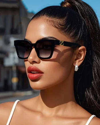 Z Luxe Cat-Eye Sunglasses – Bold Black Glam with Gold Detail