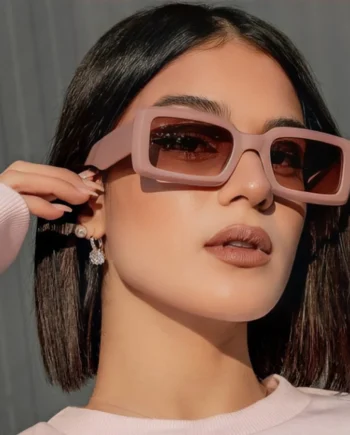Blush Vision Rectangle Sunglasses – Soft Pink Meets Bold Style