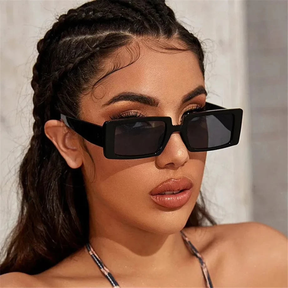 Fierce Edge Rectangle Sunglasses – Bold Y2K Revival Look