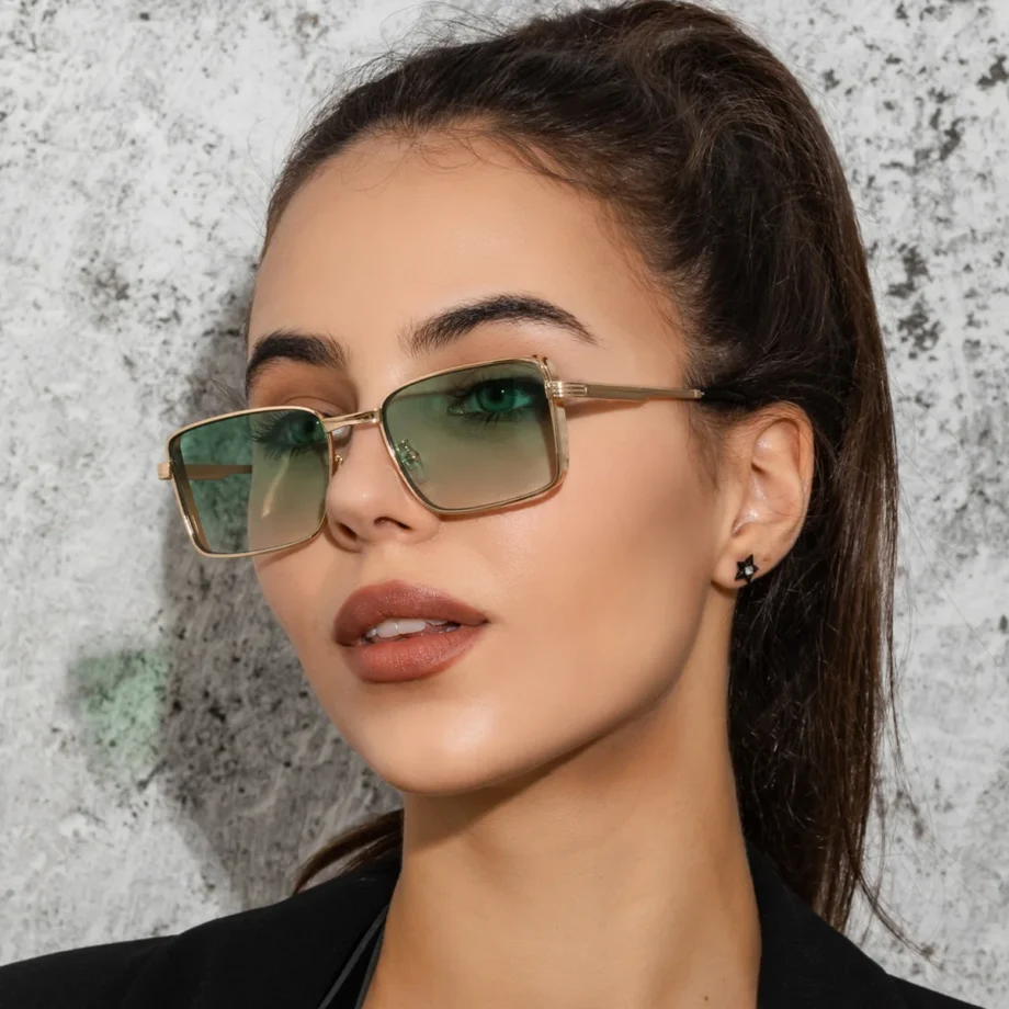 Rectangle Retro Sunglasses for Women – Trendy Gold & Black Frame Styles in 5 Colors