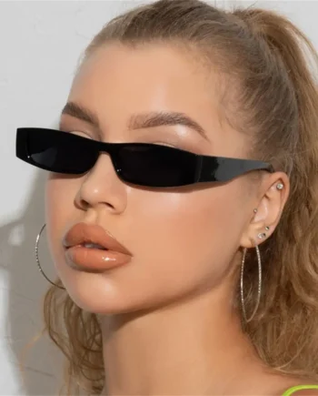 Retro Slim Rectangle Sunglasses for Women – Trendy Vintage Style