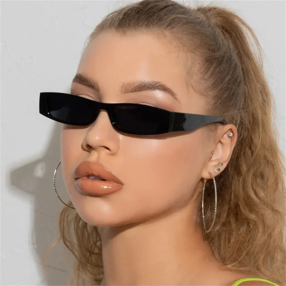 Retro Slim Rectangle Sunglasses for Women – Trendy Vintage Style